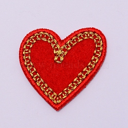 Computerized Embroidery Cloth Iron on/Sew on Patches, Costume Accessories, Appliques, Heart, Red, 30x31x1.5mm(DIY-TAC0007-86)