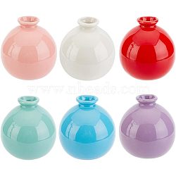 Nbeads 6Pcs 6 Colors Mini Ceramic Floral Vases for Home Decor, Small Flower Bud Vases for Centerpiece, Round Vase, Mixed Color, 65x70mm, Hole: 20mm, 1pc/color(DJEW-NB0001-23)