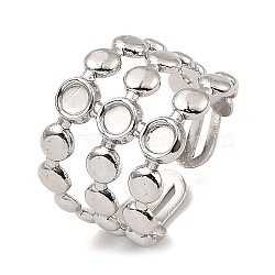 304 Stainless Steel Open Cuff Ring Findings, Bezel Cup Ring Settings, Flat Round, Stainless Steel Color, US Size 6 3/4(17.1mm), Tray: 3mm(RJEW-Z018-10P)
