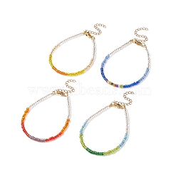 Candy Color Glass Seed Beaded Bracelet for Women, Mixed Color, 6-7/8 inch(17.6cm)(BJEW-JB08612)