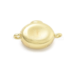 Brass Box Clasps, Oval, Real 18K Gold Plated, 9x15.5x6mm, Hole: 1.4mm & 1.2mm(KK-G505-34G)