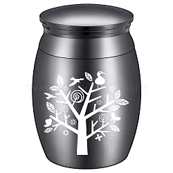 Alloy Cremation Urn Kit, with Disposable Flatware Spoons, Silver Polishing Cloth, Velvet Packing Pouches, Tree of Life Pattern, 40.5x30mm, 1pc(AJEW-CN0001-11J)