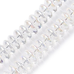 Transparent Electroplate Glass Beads Strands, AB Color Plated, Abacus, Clear AB, 8.5x4.5mm, Hole: 1.2mm, about 86pcs/strand, 15.35 inch(39cm)(EGLA-N012-19B)