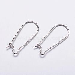 Tarnish Resistant 316 Surgical Stainless Steel Hoop Earrings Settings, Stainless Steel Color, 25x10.5x0.7mm, 21 Gauge, Pin: 0.7mm(STAS-K146-040-25x12mm)