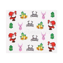 3D Christmas Nail Stickers, Water Transfer Stickers Santa Claus Elk Tree Bell Sock Designs Sticker, for Xmas Winter Fingernails Supplies, Colorful, 6.2x5.4cm(MRMJ-Q058-2169)