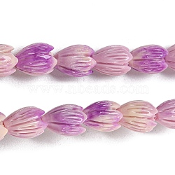 Synthetic Coral Dyed Beads Strands, Magnolia Flower, Violet, 10~10.5x8mm, Hole: 1mm, about 25pcs/strand, 9.84''(25cm)(CORA-P008-04A-02)