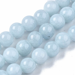 Natural Chalcedony Beads Strands, Imitation Aquamarine, Dyed & Heated, Round, 8~9mm, Hole: 1mm, about 45~48pcs/strand, 15.7 inch(G-S333-8mm-004)