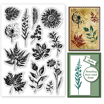 Custom PVC Plastic Clear Stamps, for DIY Scrapbooking, Photo Album Decorative, Cards Making, Leaf, 160x110x3mm