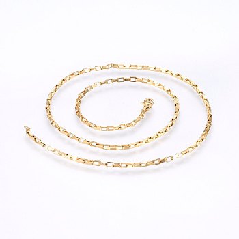 304 Stainless Steel Box Chain Necklaces, with Lobster Claw Clasps, Golden, 19.7 inch(50cm), 2mm, 1mm