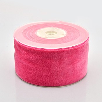 Polyester Velvet Ribbon for Gift Packing and Festival Decoration, Cerise, 2 inch(50mm), about 20yards/roll(18.29m/roll)