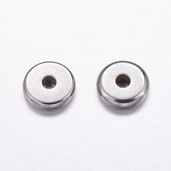 304 Stainless Steel Beads, Drum, Stainless Steel Color, 7x2mm, Hole: 2mm