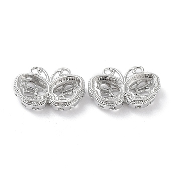 Brass Multi-Strand Links, Hollow Butterfly, Real Platinum Plated, 9.5x16x4.5mm, Hole: 1.2mm