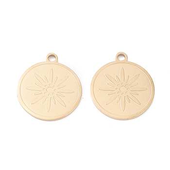 Ion Plating(IP) 316 Surgical Stainless Steel Pendants, Flat Round, Real 24K Gold Plated, 17.5x15x1mm, Hole: 1.6mm