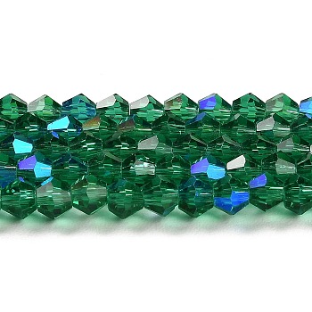 Transparent Electroplate Glass Beads Strands, AB Color Plated, Faceted, Bicone, Teal, 2mm, about 162~185pcs/strand, 12.76~14.61 inch(32.4~37.1cm)