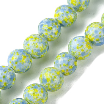 Handmade Lampwork Beads Strands, Round, Yellow, 12x11mm, Hole: 1.2mm, about 33pcs/strand, 14.96''(38cm)