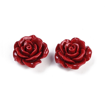 Synthetic Coral Carved Beads, Dyed, Flower, Dark Red, 19.5x9mm, Hole: 1.3mm