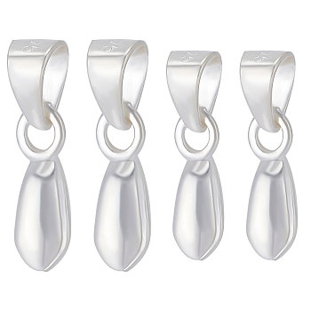 6Pcs 2 Style 925 Sterling Silver Pendants Bails, Ice Pick Pinch Bails, with 925 Stamp, Silver, 12~13.5mm, Hole: 4x3mm, Pin: 0.5~0.7mm, 3pcs/style