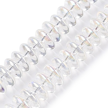 Transparent Electroplate Glass Beads Strands, AB Color Plated, Abacus, Clear AB, 8.5x4.5mm, Hole: 1.2mm, about 86pcs/strand, 15.35 inch(39cm)