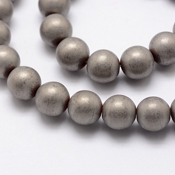 Electroplate Non-magnetic Synthetic Hematite Beads Strands, Matte Style, Round, Platinum Plated, 10mm, Hole: 2mm, about 40pcs/strand, 15.7 inch