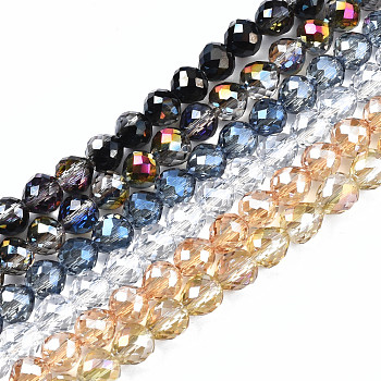 Transparent Glass Beads Strands, Faceted, AB Color Plated, Teardrop, Mixed Color, 6x6mm, Hole: 1.2mm, about 77~80pcs/strand, 17.95 inch~19.29 inch((45.6~49cmcm)