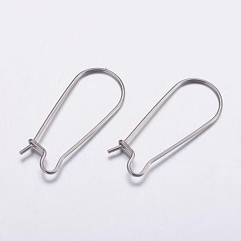 316 Surgical Stainless Steel Hoop Earrings Settings, Stainless Steel Color, 25x10.5x0.7mm, 21 Gauge, Pin: 0.7mm