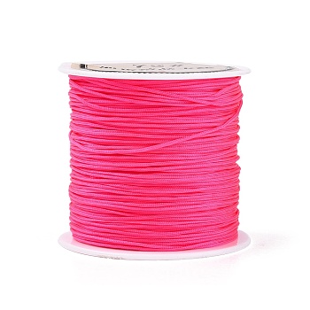 Nylon Braided Cord, Chinese Knotting Cord for Jewelry Making Macrame Craft, Hot Pink, 0.8mm, 38~40m/Roll