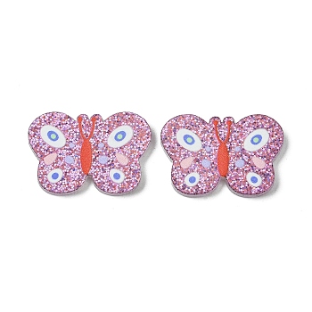 Resin Decoden Cabochons, with Paillette/Glitter Sequins, Butterfly, 16.5x24x2mm