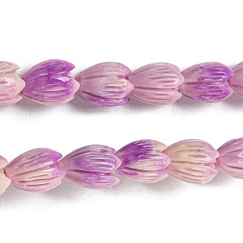 Synthetic Coral Dyed Beads Strands, Magnolia Flower, Violet, 10~10.5x8mm, Hole: 1mm, about 25pcs/strand, 9.84''(25cm)