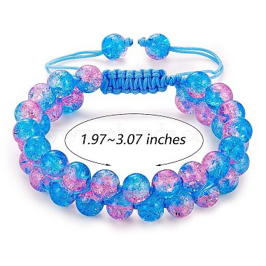 bracelet de perles tressées en verre rond étincelant(BJEW-SW00082-16)-2