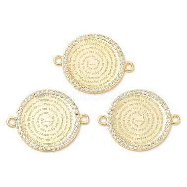 Real 18K Gold Plated Clear Flat Round Brass+Cubic Zirconia Links