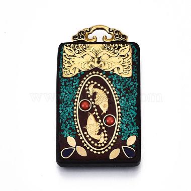 58mm DarkTurquoise Rectangle Polymer Clay Pendants