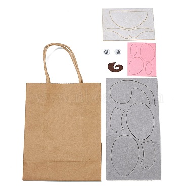 DIY Rectangle with Elephant Pattern Kraft Paper Bag Making Set(DIY-F079-10)-2