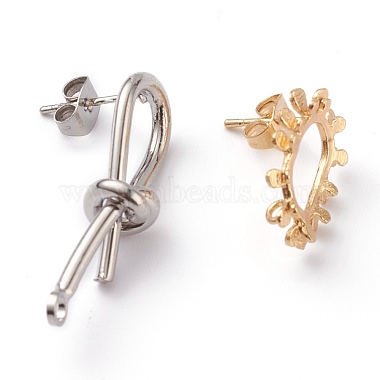 Stainless Steel & Brass Stud Earring Findings(STAS-XCP0001-26)-2