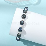 Potato Natural Cultured Freshwater Pearl Beads Stretch Bracelets for Women, Midnight Blue, Inner Diameter: 1.97 inch(5cm)(BJEW-JB13777)