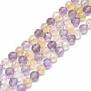 Natural Ametrine Beads Strands, Faceted, Round, 6mm, Hole: 0.8mm, about 59pcs/strand, 15.55 inch(39.5cm)(G-F715-013)