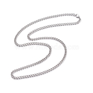 304 Stainless Steel Curb Chains Necklace for Men Women, Stainless Steel Color, 24.02 inch(61cm)(NJEW-JN03846-03)