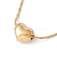 Heart Pendant Necklace with Coreana Chains, Ion Plating(IP) 304 Stainless Steel Jewelry for Women, Golden, 16.10 inch(40.9cm)(NJEW-G074-20G)
