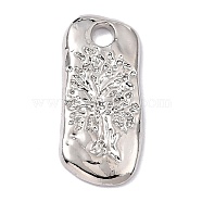 Alloy Pendants, Long-Lasting Plated, Oval with Tree & Word Dream, Real Platinum Plated, 29x13x2mm, Hole: 4x3mm(ZIRC-I054-11P)