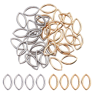 40Pcs 2 Colors 304 Stainless Steel Linking Rings, Marquise Links, Horse Eye, Mixed Color, 21x12~12.2x2~2.2mm, Hole: 16.5x7mm, 20pcs/color(STAS-UN0022-12)