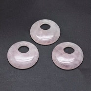 Natural Rose Quartz Pendants, Flat Round, 39.5~40x7~7.5mm, Hole: 14mm(G-P384-A)