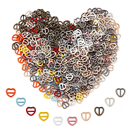 160Pcs 10 Colors Mini Heart Shape Alloy Buckle Clasps Sets, For Doll Webbing, Strapping Bags, Garment Accessories, Mixed Color, 6.5x7x1mm, Hole: 2x4~5mm, 16pcs/color(FIND-NB0003-98)