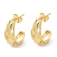Hollow Crescent Moon Rack Plating Brass Stud Earrings, Lead Free & Cadmium Free, Real 18K Gold Plated, 22.5x10mm(EJEW-A027-02G)