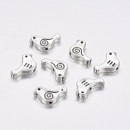 Tibetan Style Alloy Beads, Lead Free & Cadmium Free, Bird, Antique Silver, 9mm long, 15mm wide, 2.5mm thick, Hole: 1.5mm(X-AB5587Y)