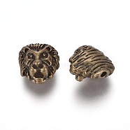 Tibetan Style Alloy Beads, Lion, Cadmium Free & Nickel Free & Lead Free, Antique Bronze, 12.5x11x7.5mm, Hole: 1.5mm(X-TIBEP-Q076-062AB-NR)