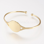 Brass Cuff Bangle, Real 18K Gold Plated, 1-3/4 inchx2 inch(44x52mm)(X-BJEW-P168-B11)