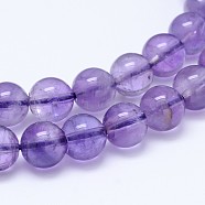 Natural Amethyst Round Bead Strands, Grade AB, 4mm, Hole: 0.7mm, about 95pcs/strand, 15.5 inch(G-M212-4mm-01A)
