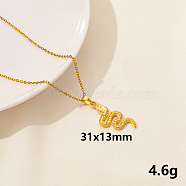 304 Stainless Steel Serpentine Pendant Necklaces, Cable Chain Necklaces(RN6163-8)