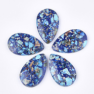Assembled Synthetic Imperial Jasper and Natural Lapis Lazuli Pendants, Dyed, teardrop, Blue, 48x30~30.5x7mm, Hole: 1.4mm(X-G-S329-075)