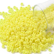 TOHO Round Seed Beads, Japanese Seed Beads, Frosted, (902F) Canary Yellow Pearl Matte, 8/0, 3mm, Hole: 1mm, about 1110pcs/50g(SEED-XTR08-0902F)