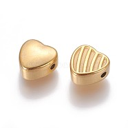 304 Stainless Steel Beads, Heart, Golden, 10.5x10.5x5.3~5.5mm, Hole: 1.6mm(STAS-I103-56G)